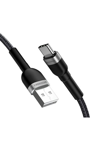 WOZINSKY Kabel przewód w oplocie USB-A - USB-C 2.4A 1m czarny