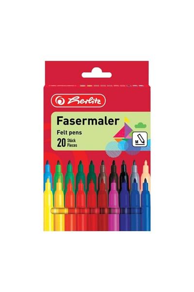 Herlitz Marker Set 2 mm, Material Plastic, Assorted Colors, Set of 20