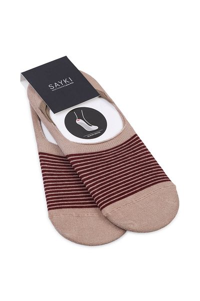 Hatemoğlu Burgundy Patterned Cotton Double Ballerina Socks