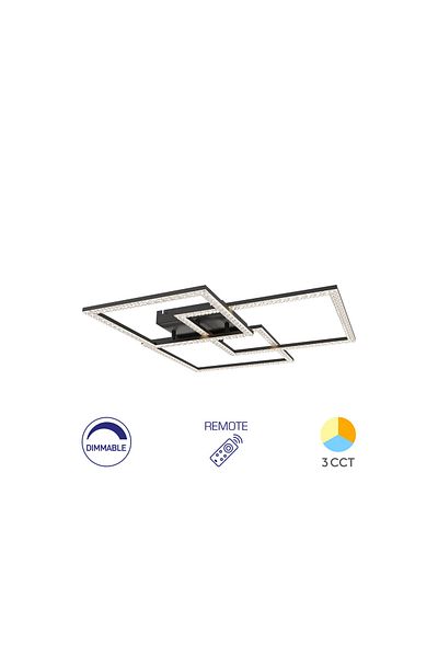 Braytron Lampă de tavan LED Crystal 80W 3IN1 Telecomandă-DIM-Negru