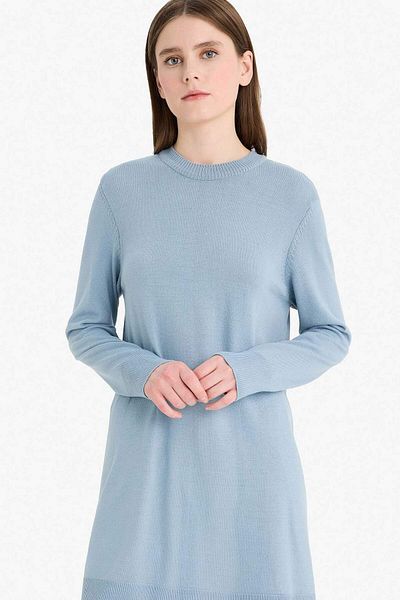 DeFacto Regular Fit Crew Neck Slit Basic Plain Long Sleeve Tunic H3431Az25Wn