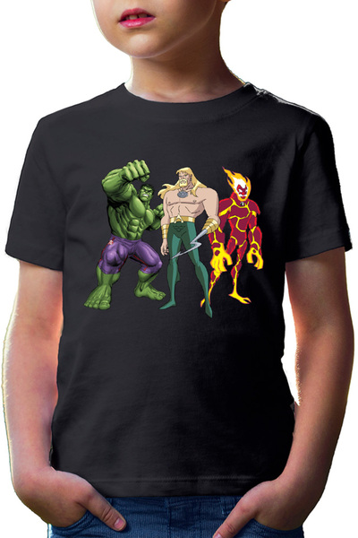 OEM Tricou copii Aquaman Cartoon Ben10 Fire Monster Hulk Green