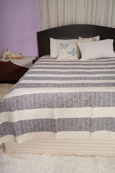 Defne&Apollon İpekçilik Natural Line – Handwoven 80% Cotton 20% Linen Double Pique - Gray