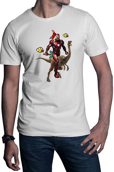 OEM Men's T-shirt Ironman Minecraft Floppy Bird Parrot Jurrasic Park