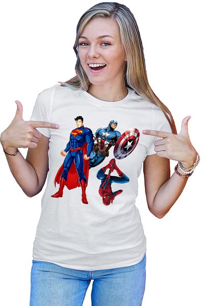 OEM Tricou Femei Superman Captain America Spiderman