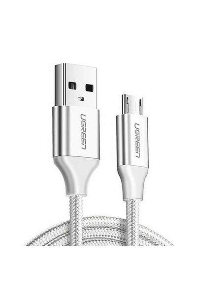 Ugreen Kabel przewód w oplocie USB-A - micro USB 2.4A 1.5m - biały