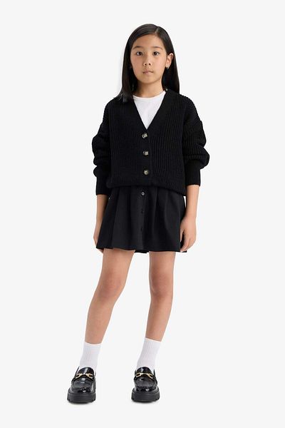 DeFacto Girls' V-Neck Buttoned Knitwear Cardigan A2298A825Au
