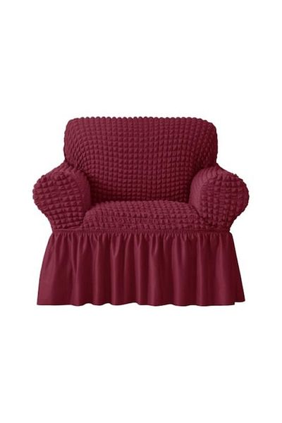 OEM Set 2 Huse Fotoliu, Creponat cu Volanase, Poliester cu Licra, Bordo