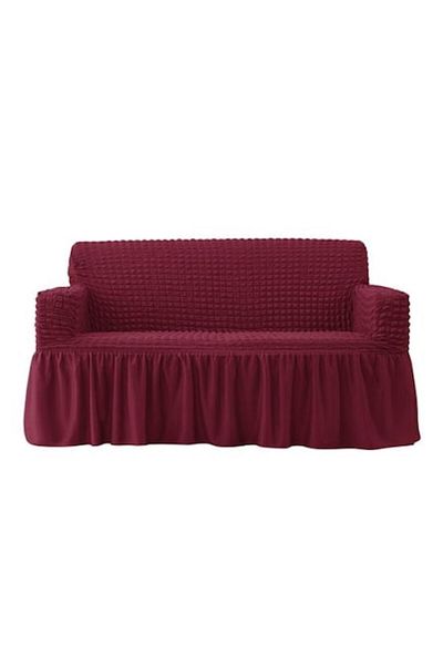 OEM Husa canapea, 3 locuri - 180x230cm, Creponat cu Volanase, Poliester cu Licra, Bordo
