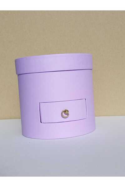 KERİBOX LİLA ÇEKMEÇELİ SİLİNDİR KUTU ÇAP:18 YÜKSEKLİK:17 CM