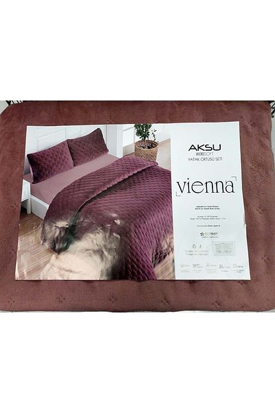 AKSU Soft Vienna Double Bedspread Set (220X240)-Plum