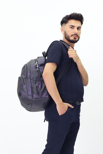 Weynes Μαύρο μωβ μοτίβο παραλλαγής Σχολικό σακίδιο πλάτης καθημερινού ταξιδιού WSB5060