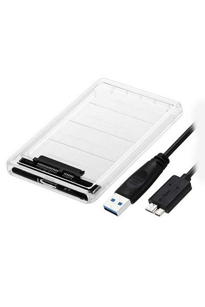 fun zone Generic USB 3.0 Micro To SATA External Hard Drive Enclosure Box Clear