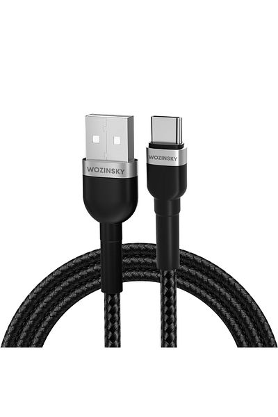 WOZINSKY Kabel przewód w oplocie USB-A - USB-C 2.4A 2m czarny