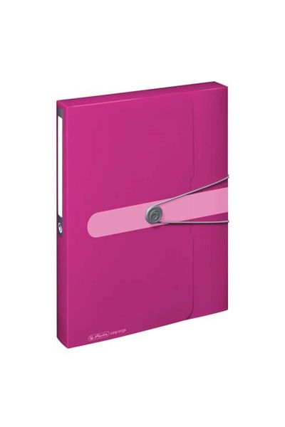 Herlitz Dosar cu elastic, format A4, cotor 40 mm, material PP, culoare magenta, buton de închidere