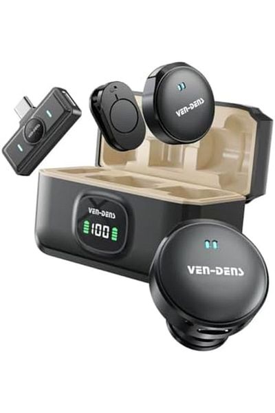 VEN-DENS VD-MIC024 Dual Wireless Microphone, Magnetic Mount, Instant Playback