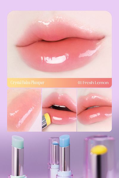 CLIO Color Changing Lip Plumping Balm Crystal Balm Plumper According to Heat (01 Fresh Lemon)