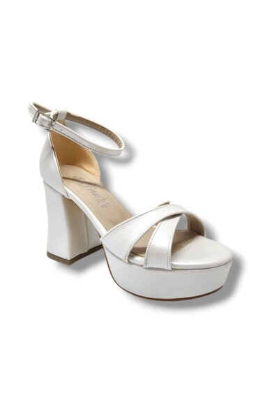 Defne 787-25 Leather Cross Strap Thick Heel (10cm) Anatomical Women's Sandals