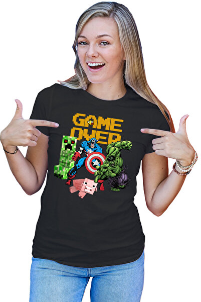 OEM Women's Captain America Minecraft Creeper Comic Book T-Shirt