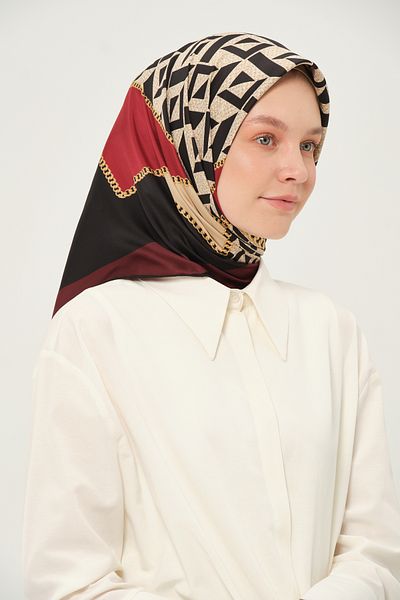 Madame Polo Шал от кепър с щампа, многоцветен, неплъзгащ се, 90x90 см
