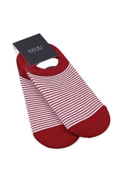 Hatemoğlu Red Patterned Cotton Double Ballerina Socks