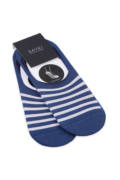 Hatemoğlu Blue Patterned Cotton Double Ballerina Socks