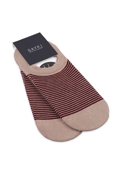 Hatemoğlu Brown Patterned Cotton Double Ballerina Socks