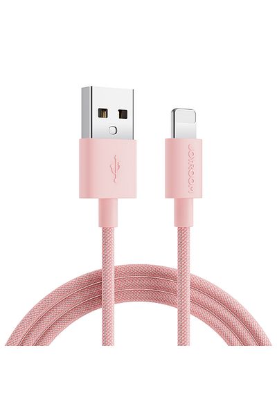 Joyroom Cablu împletit pentru iPhone USB-A - Lightning 2m roz pastel