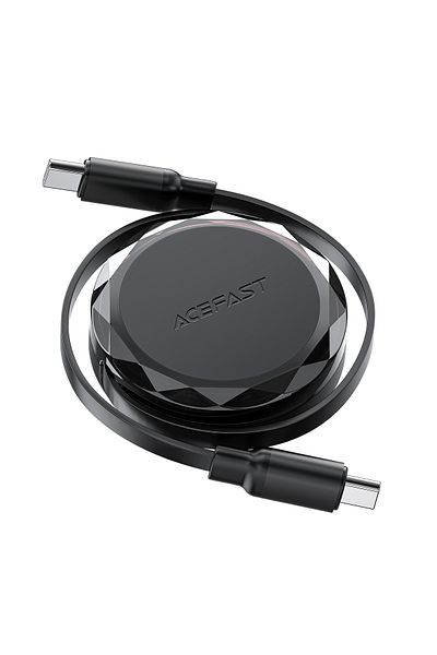 Acefast USB-C - Cablu USB-C retractabil cu organizator 60W - negru