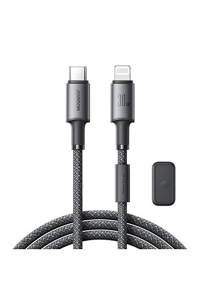 Joyroom Kabel przewód USB-C - iPhone Lightning z organizerem uchwytem magnetycznym 1.2m - szary