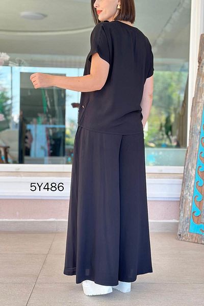 İnce Topuk Judge Collar Casual 2 Piece Set 5Y486