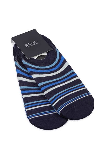 Hatemoğlu Blue Patterned Cotton Double Ballerina Socks