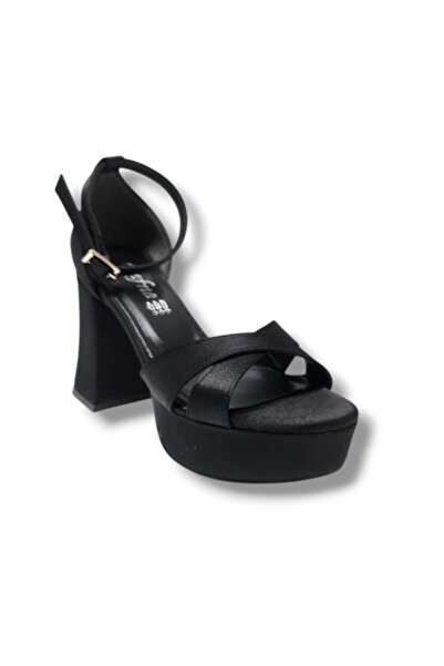 Defne 787-25 Satin Cross Strap Thick Heel (10cm) Anatomical Women's Sandals