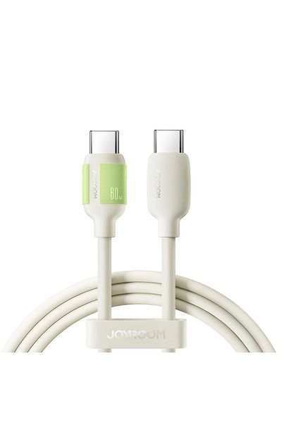 Joyroom Kabel przewód USB-C - USB-C z fluorescencyjną końcówką 60W 1.2m - beżowy