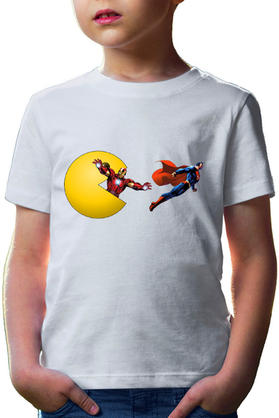 OEM Tricou copii Pac Man Iron Man Eat Superman Run Heroes Powers