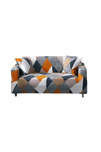 OEM Husă elastică pentru canapea, Comfort, Elastan, Imprimeu abstract, Mărime mare, 3 locuri, 185x230cm, Multicoloră