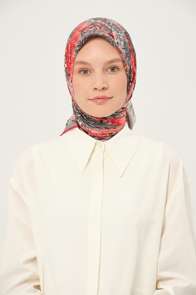 Madame Polo Printed Chiffon Scarf Multicolor Non-Slip 90X90 cm