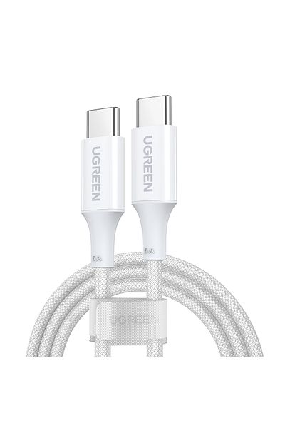 Ugreen Kabel przewód USB-C w oplocie PD 100W 5A 480Mb/s 1m biały