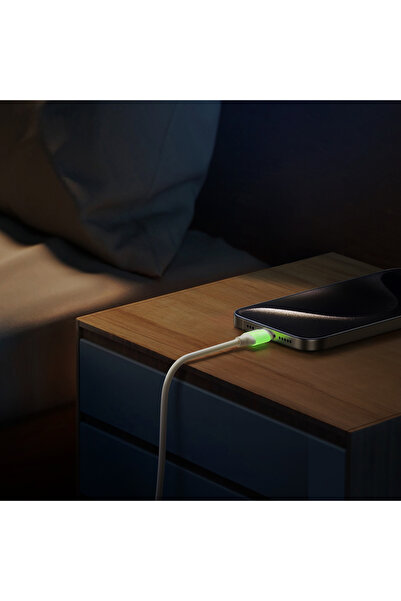 Joyroom Kabel przewód USB-C - USB-C z fluorescencyjną końcówką 60W 2m - beżowy