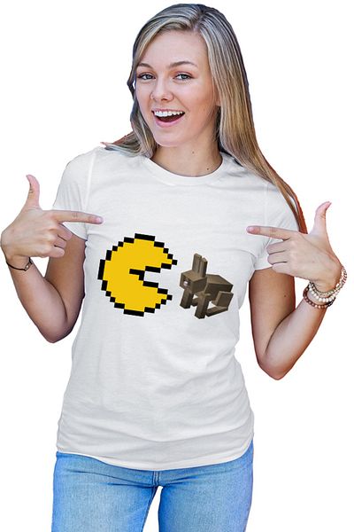 OEM Tricou Femei Pac Man Minecraft Rabbit Pixel Game Simple Japan