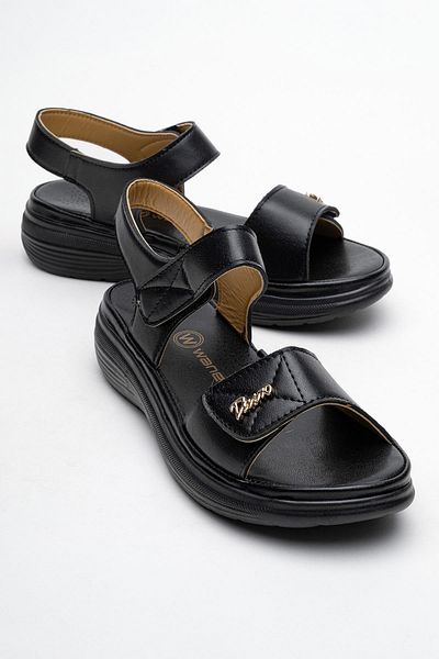 CCWAY AYAKKABI Women's Double Velcro Sandals Black