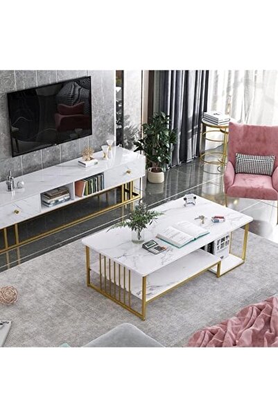 Türkiye Nordic Living Room Coffee Table Decoration Accessories Luxury Writing Table White Modern Design Mueb