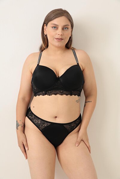 Çebi Çamaşırları Σετ σουτιέν με κενό καπάκι σε μαύρο πέτρινο χρώμα