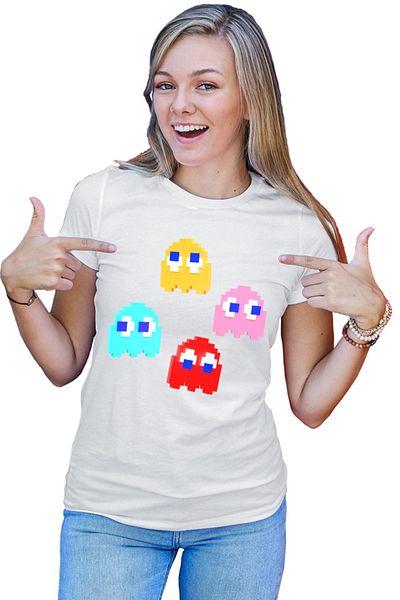 OEM Tricou Femei Pac Man Little Ghost Blinky Pinky Achievment Goal
