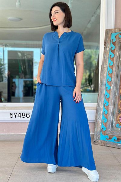 İnce Topuk Judge Collar Casual 2 Piece Set 5Y486