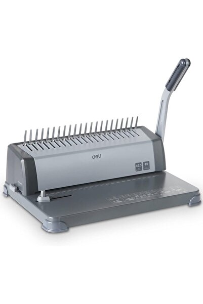 Deli ماكينة تجليد 3872 ذات 21 فتحة، 425 ورقة - رمادي