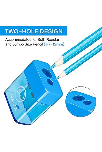 Deli Pencil Sharpener 2-hole Canister Design Assorted Color