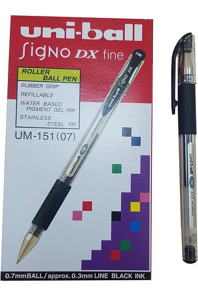 UNİ-BALL أقلام حبر جاف جل Signo DX برأس 0.7 مم - عبوة من 12 قلمًا (أسود، MI-UM151-BK)