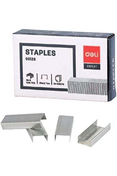 Deli علبة دبابيس 26/6 من E0012S، 1000 قطعة، فضية