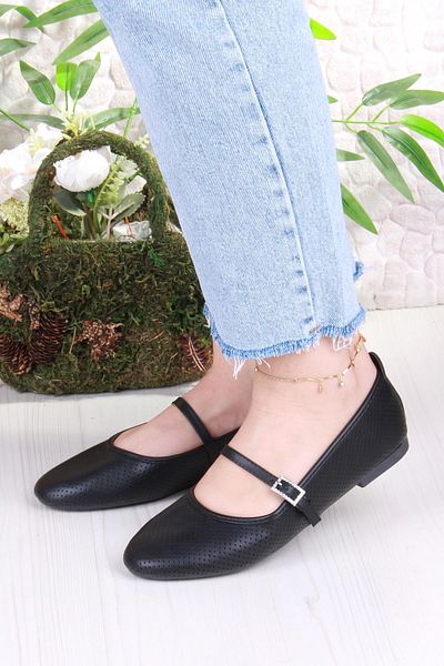 fort 01-512 Soft Buckle Detailed Stylish Home Business Office Comfortable Daily Shoes Women's Ballerinas